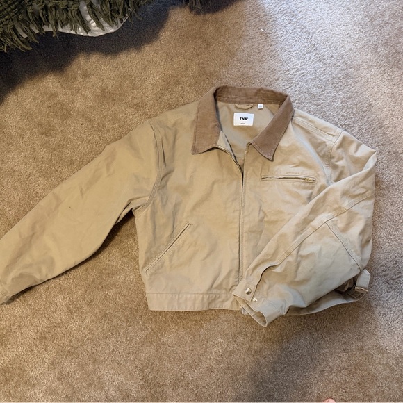 TNA Jackets & Blazers - TNA Tan Cropped Jacket with Corduroy Trim
